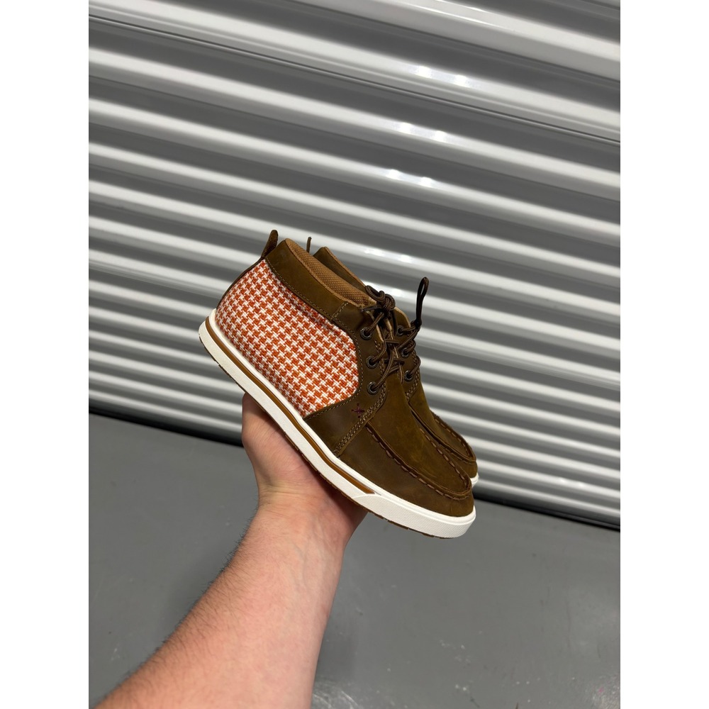 Twisted X Kicks Women Brown Leather Houndstooth Chukka Sneakers Size 6.5M